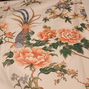 VTG ASIAN TABLECLOTH CHERRY BLOSSOM FLOWERS BIRDS JAPAN 45X45 PROJECT CRAFT SEW